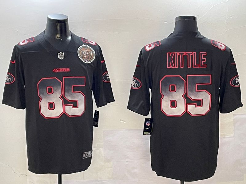 Men San Francisco 49ers #85 Kittle Black Nike Smoke Fashion 2024 Limited NFL Jersey style 2